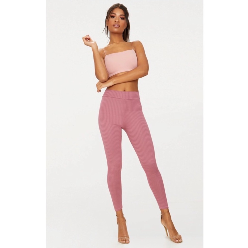 PLT Rose ribbed high waisted leggings